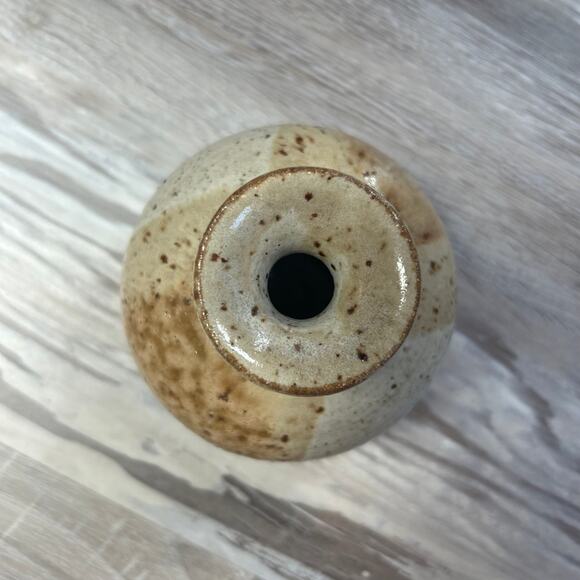Handmade Studio Pottery Bud Vase Speckled Glaze Signed 3.25” Modern Rustic - Picture 4 of 9